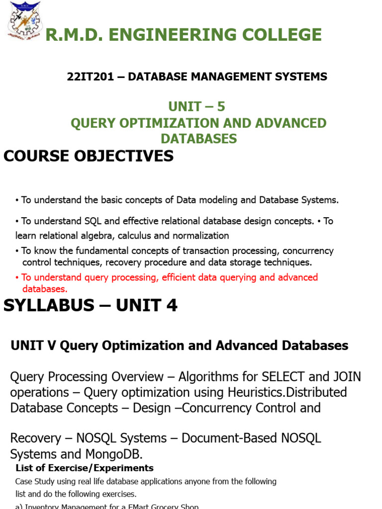Query Optimization in Advanced Databases | PDF | Databases | Parsing