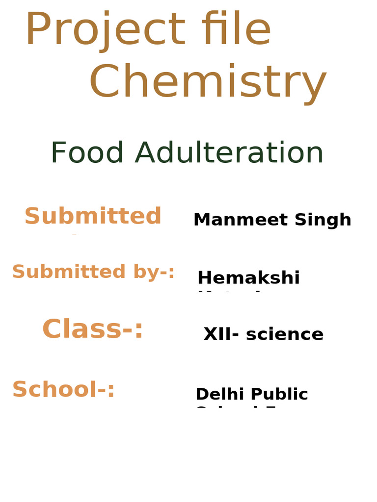 Chemistry Project on Food Adulteration | PDF