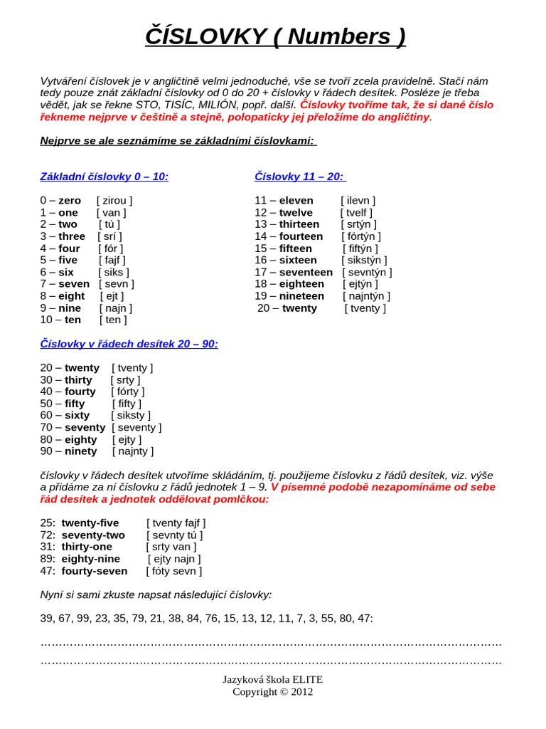 Základní Číslovky | PDF