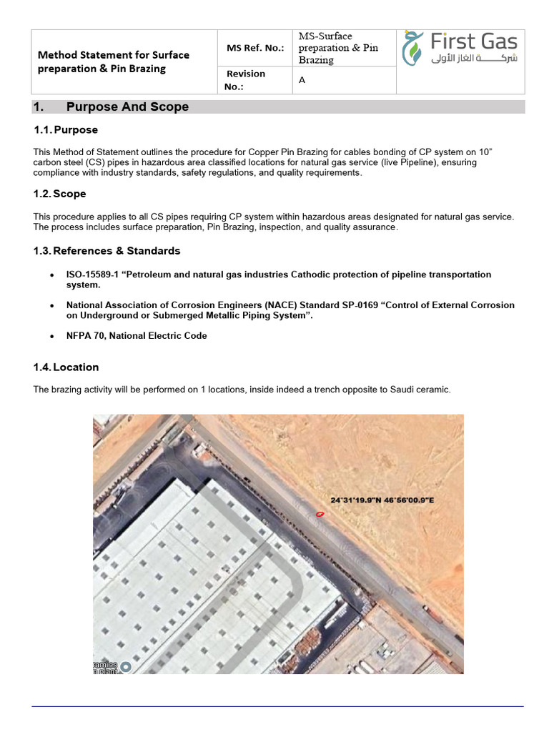 Copper Pin Brazing Method Statement | PDF | Personal Protective ...