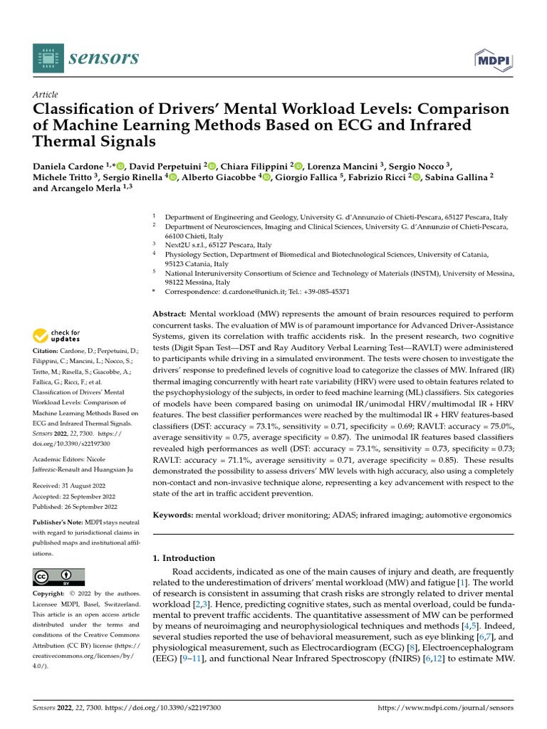 Drivers' Mental Workload Assessment Using ML | PDF ...