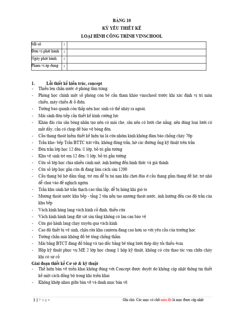 180410 Bảng 10. Kỷ Yếu Thiết Kế Loại Hình Công Trình Vinschool | PDF
