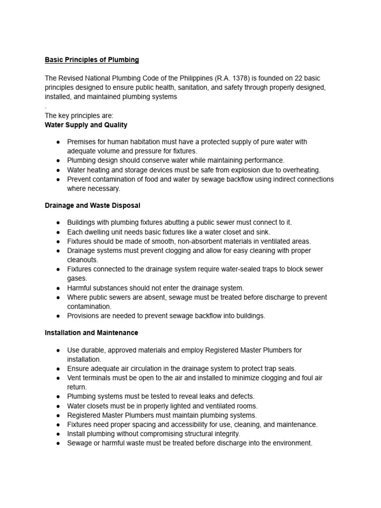 Plumbing Code Principles in the Philippines | PDF | Plumbing | Sanitary ...