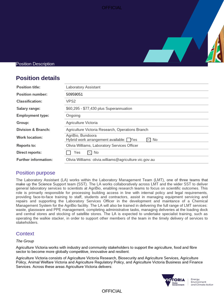 808-50959051-VPSG2-Laboratory-Assistant-PD | PDF | Laboratories ...