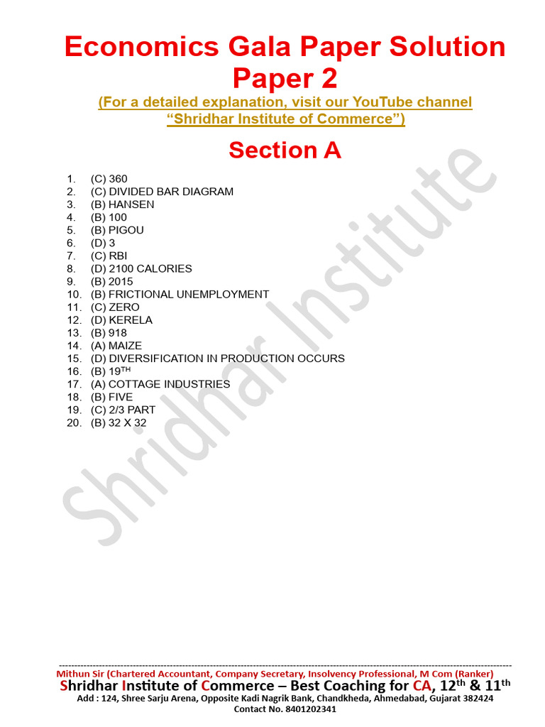 Economics Gala Paper Solutions Guide | PDF | Poverty | Poverty ...
