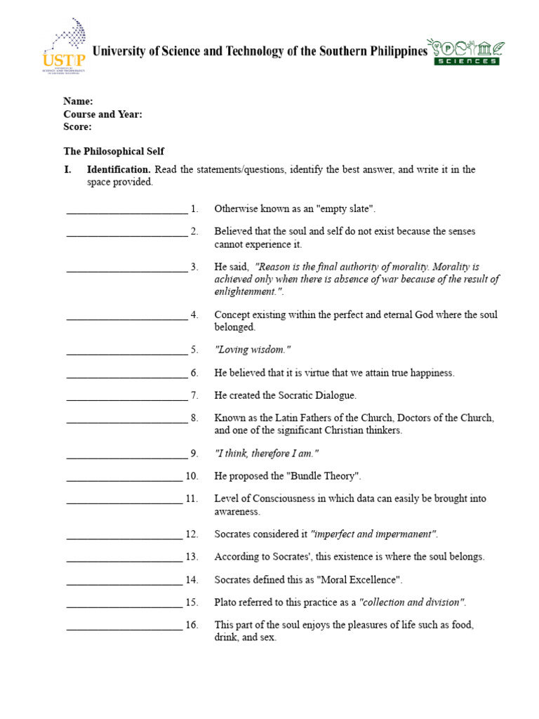 UTS Midterms - Activity -1 | PDF | Soul | Philosophy Of Self
