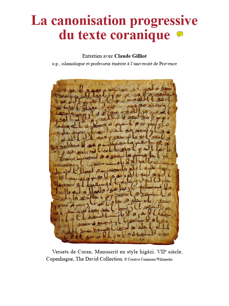 Canonisation du Coran : Entretien avec Gilliot | PDF | Coran | Islam