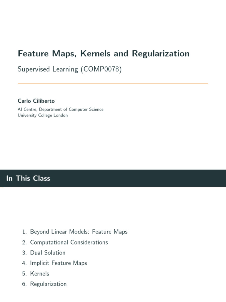 Feature Maps and Kernels in ML | PDF | Linear Regression | Mathematical ...