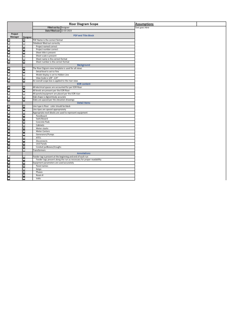 Checklist - Riser Diagram | PDF
