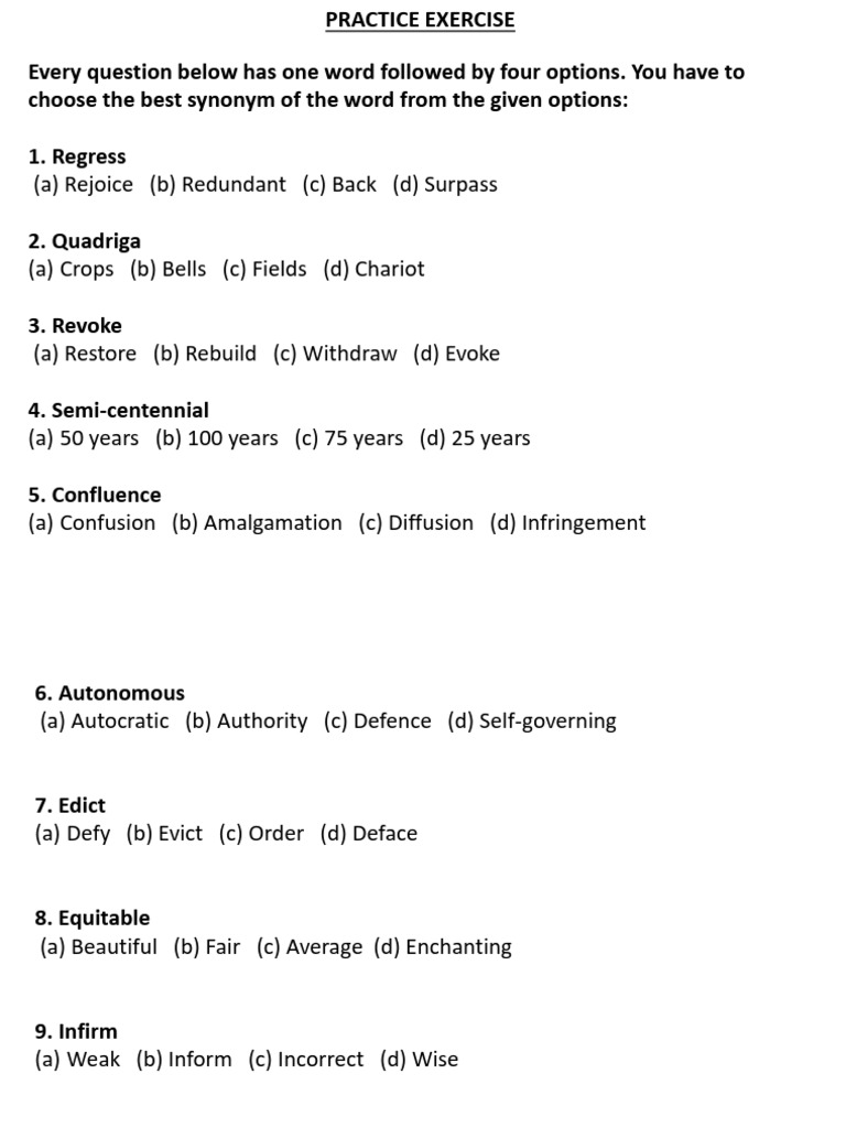 Vocabulary Practice Handout | PDF
