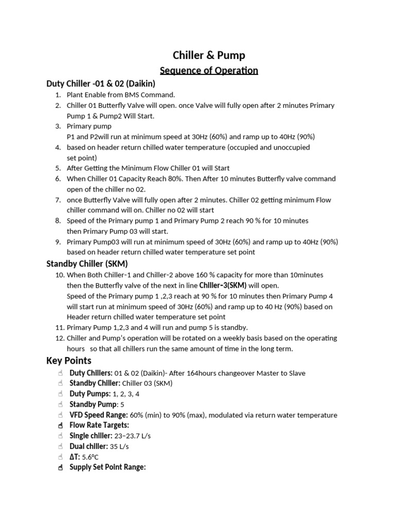 Chiller & Pump Operation Sequence Guide | PDF | Pump | Valve