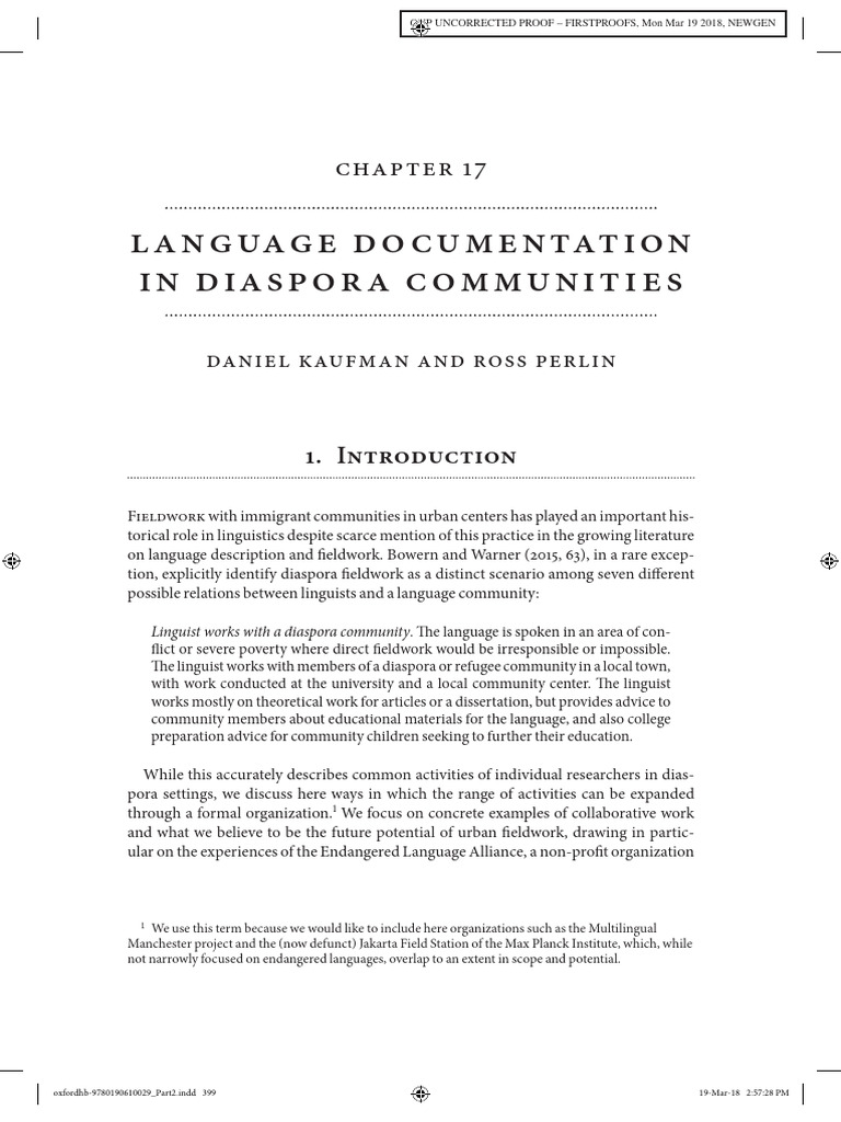 Language Documentation in Urban Diasporas | PDF | Linguistics | Human ...