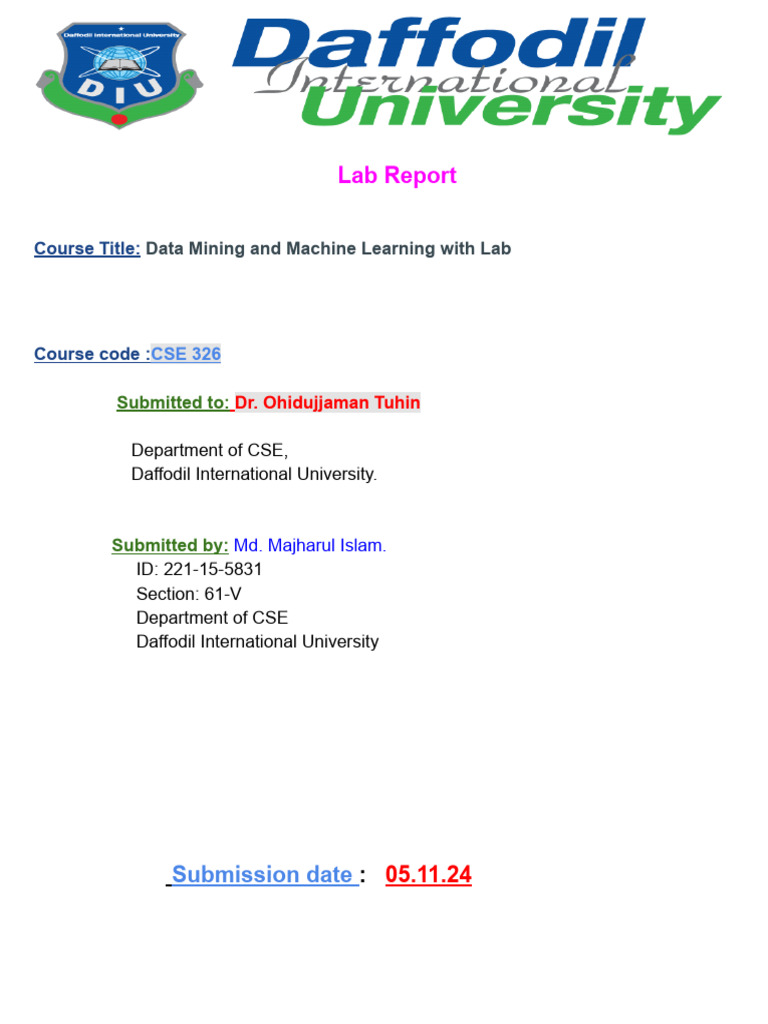 Data Mining Lab Report221!15!5831 1 | PDF | Mean Squared Error ...