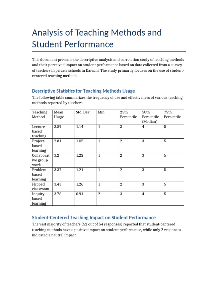 Teaching Methods and Student Success Analysis | PDF | Inquiry Based ...