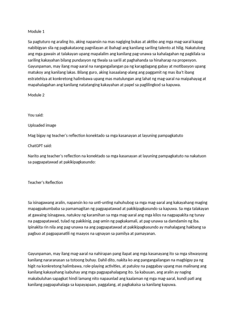 Teachers' Reflections | PDF