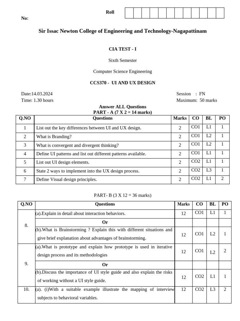 UI & UX design - CIA - 1 set-2 | PDF | Learning | Cognitive Science