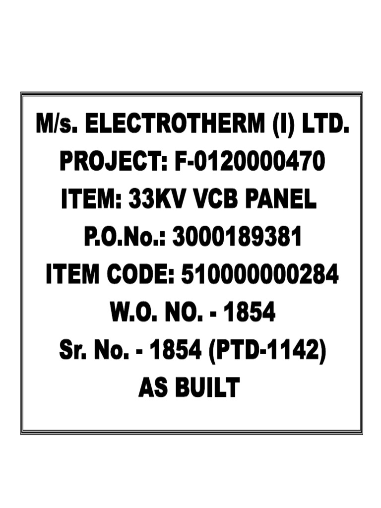 33KV VCB Panel Documentation List | PDF | Fuse (Electrical ...