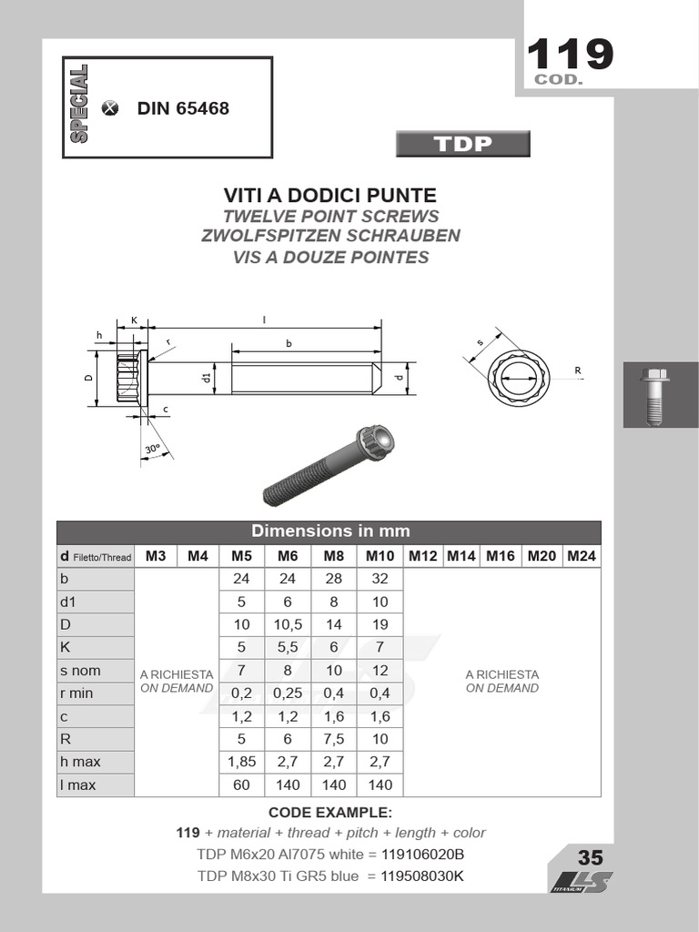 Parafusos - Cabeça 12 Lados - Din 65468 | PDF