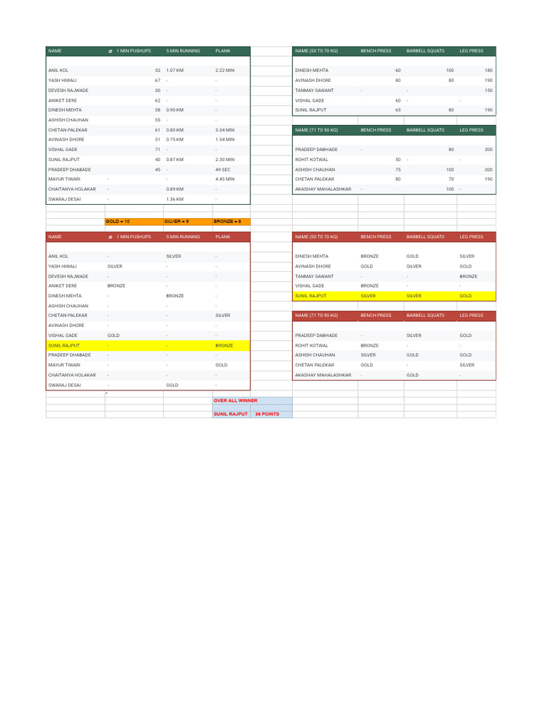 Fitness Performance Results Summary | PDF | Weight Training | Strength ...