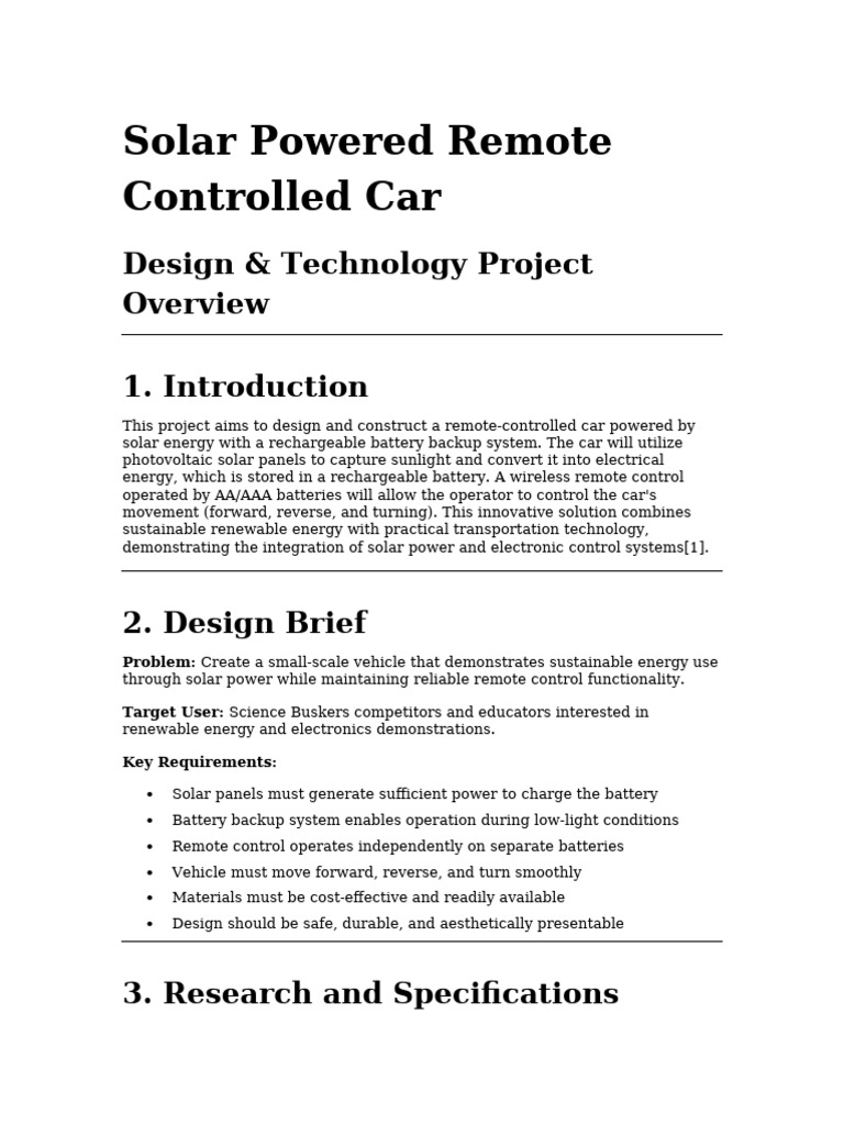 Solar-Powered RC Car Project Guide | PDF | Solar Power | Solar Panel