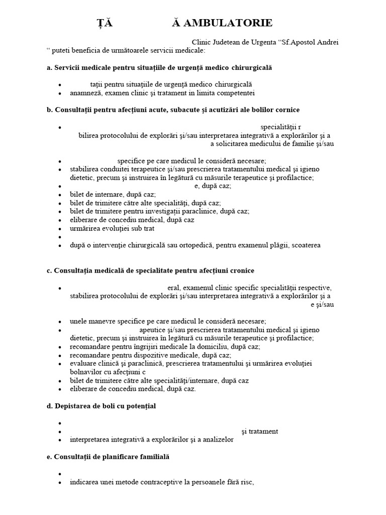 Servicii Medicale Ambulator | PDF