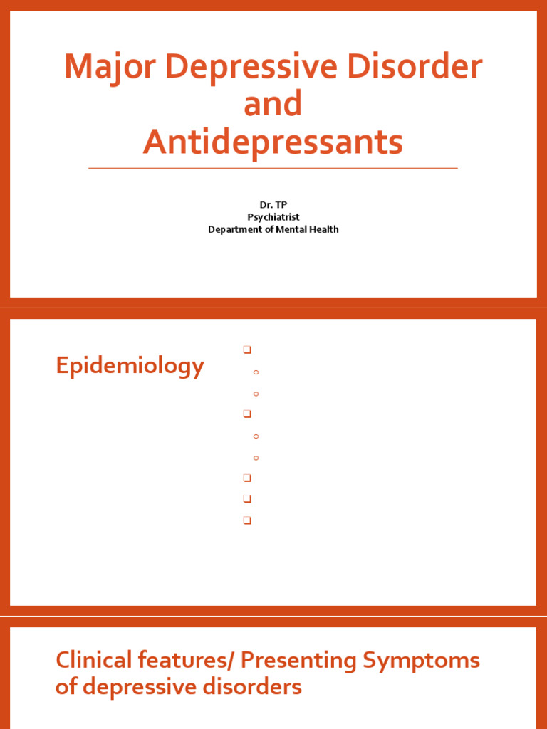 Major Depressive Disorder Overview | PDF | Antidepressant | Major ...