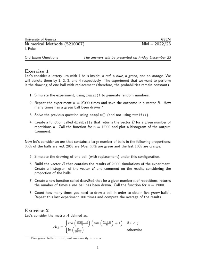 Numerical Methods Exam Questions 2022 | PDF | Applied Mathematics