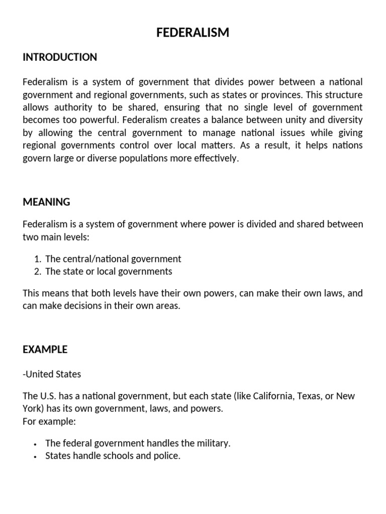 Federalism Union State Relation | PDF | Federalism | Commerce