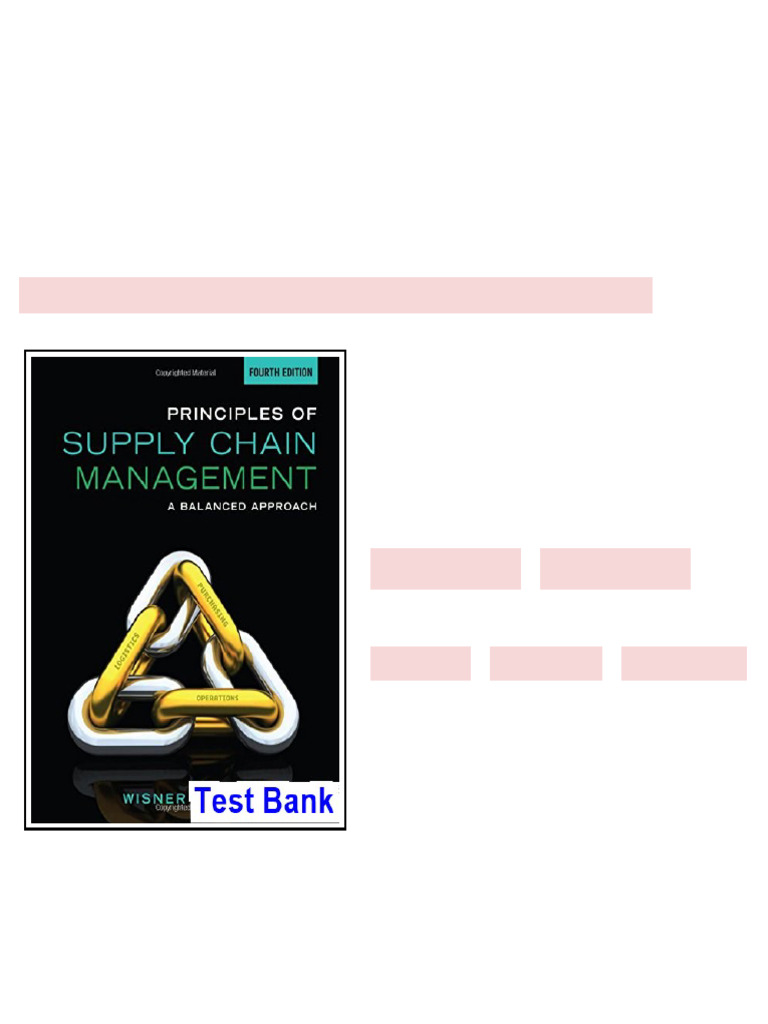 Principles of Supply Chain Management A Balanced Approach 4th Edition ...