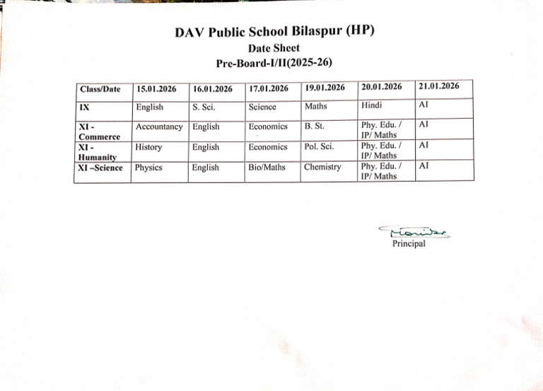 Date Sheet 9th and 11th | PDF