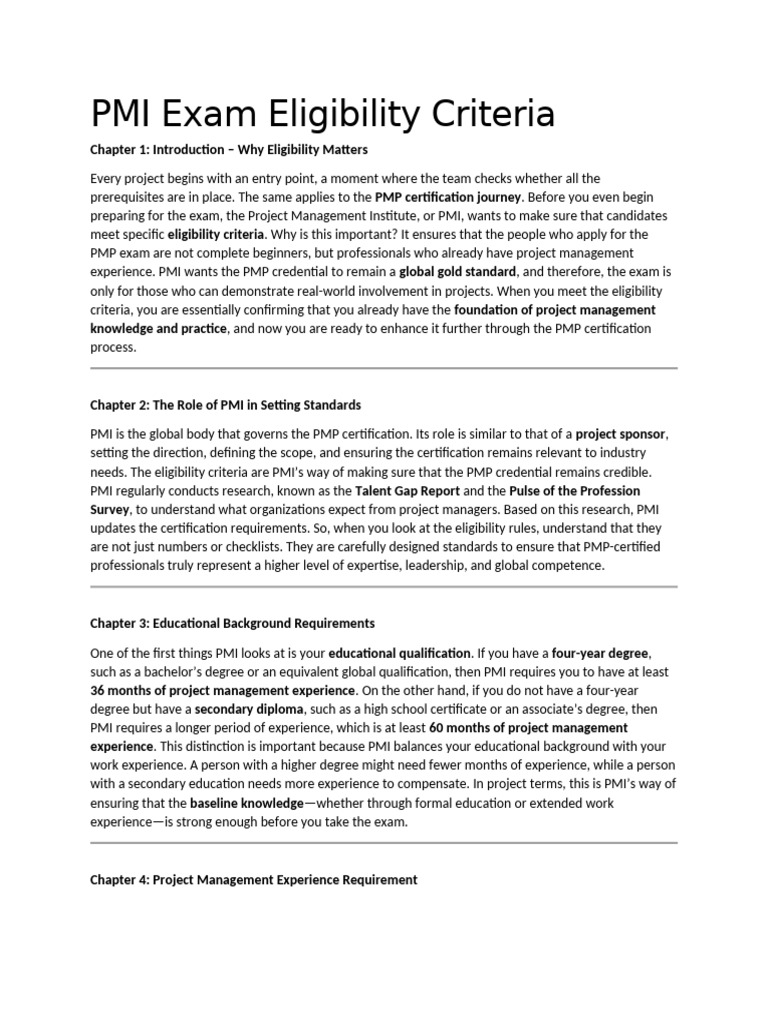 PMI PMP Exam Eligibility Requirements | PDF | Project Management ...