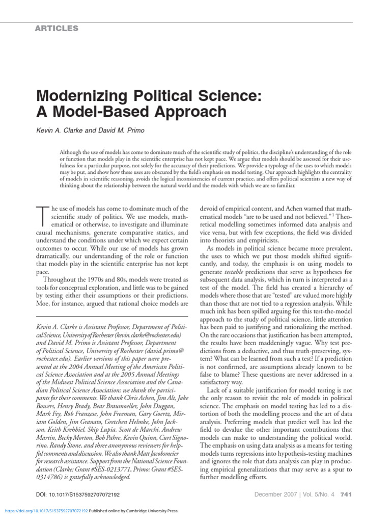 Modernizing Political Science Models | PDF | Theory | Falsifiability
