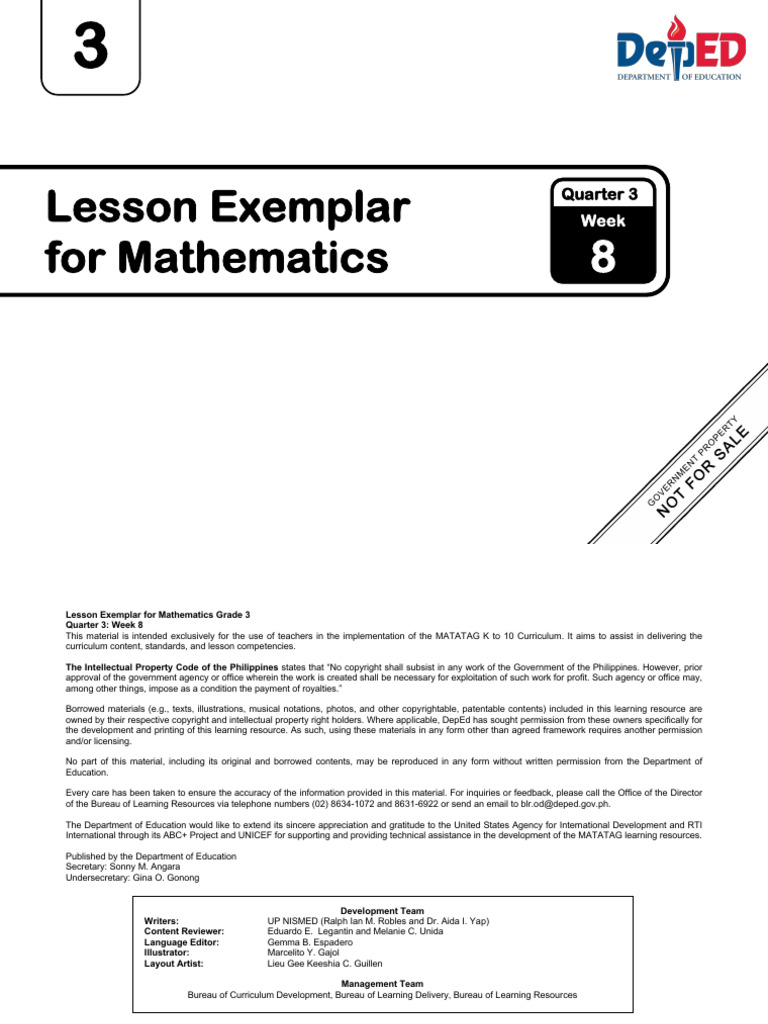 LE Math3 Q3 Week8 v.2 for Sign-Off RTP Copy | PDF | Copyright | Pattern