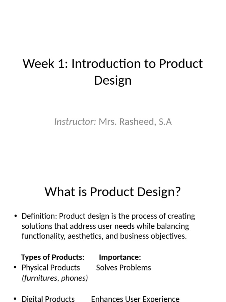 Week1 Introduction to Product Design | PDF | Usability | User Interface