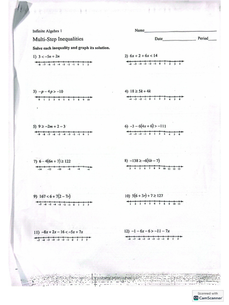 Inequalities Worksheet - 2 | PDF
