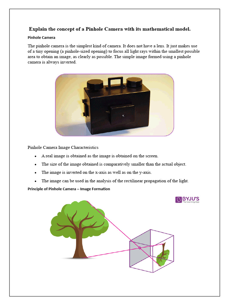 Pinhole Camera: Concept and Math Explained | PDF | Color | Rgb Color Model