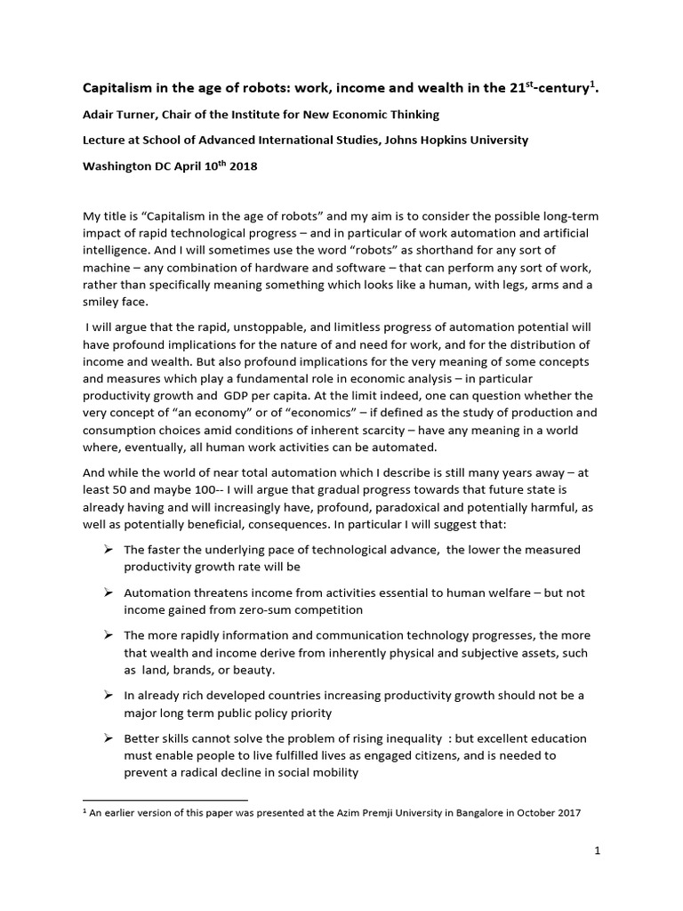 Capitalism and Automation's Future | PDF | Gross Domestic Product ...