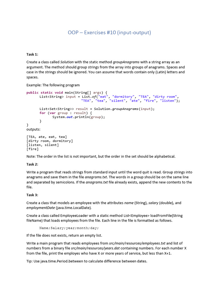OOP Exercises: Anagrams and File I/O | PDF | String (Computer Science ...