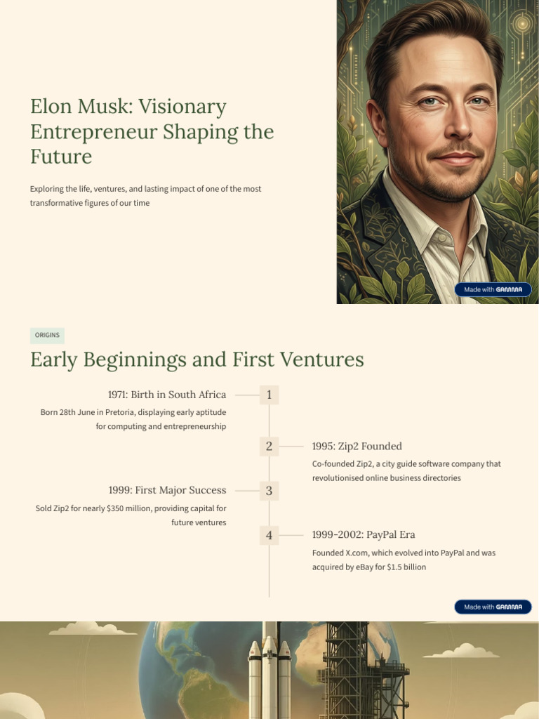 Elon Musk Visionary Entrepreneur Shaping the Future | PDF | Elon Musk ...