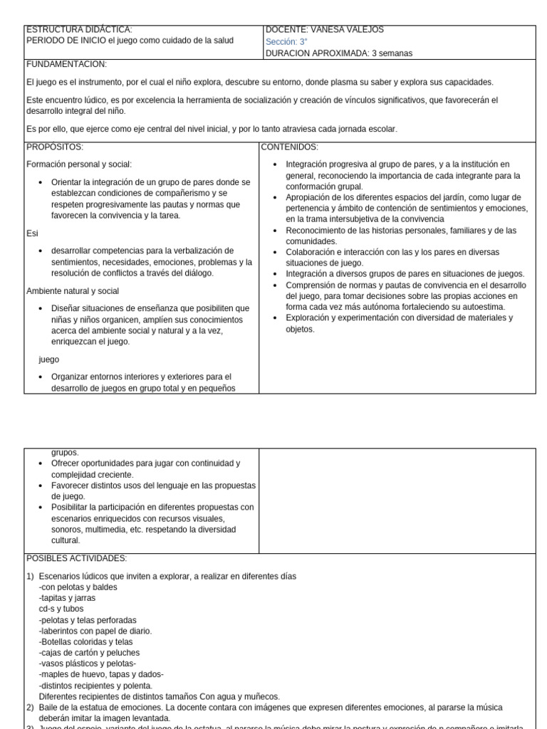 Juego y Salud en Educación Inicial | PDF | Educación de la primera ...
