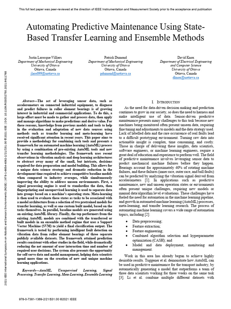 Automated Predictive Maintenance Framework | PDF | Cluster Analysis ...