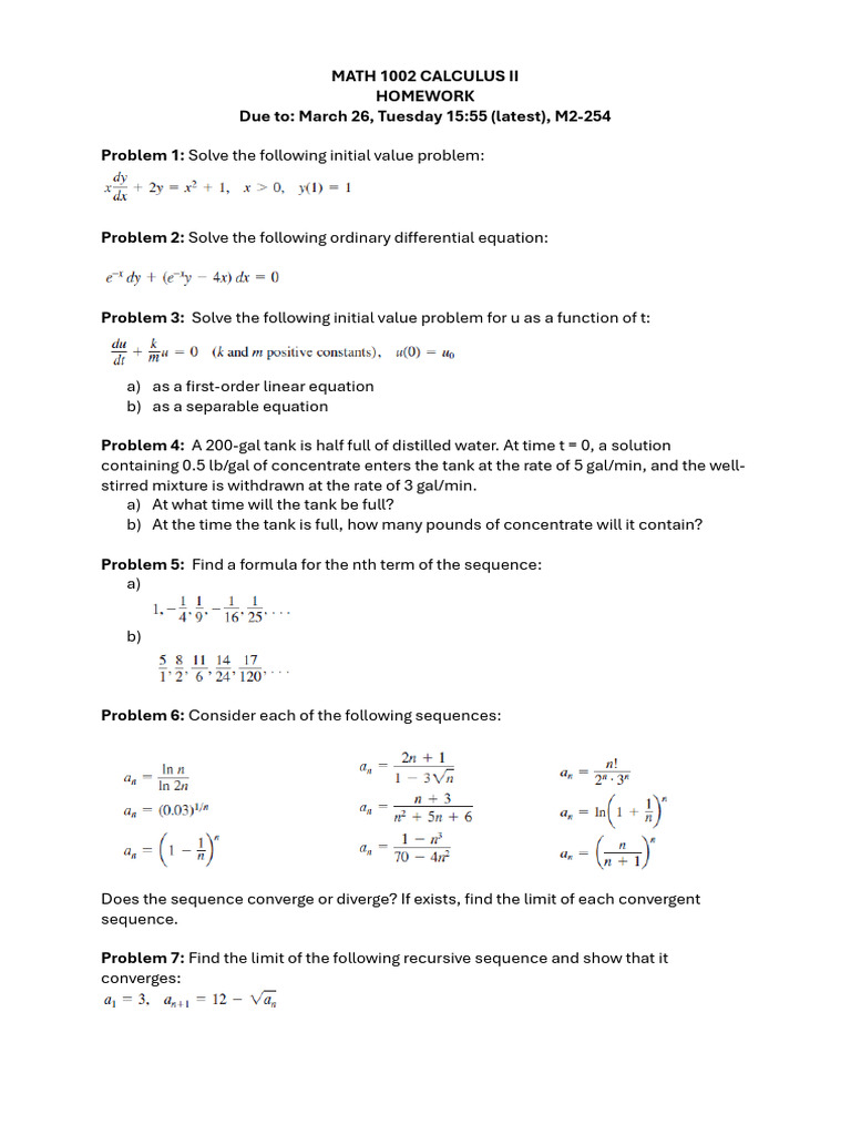 Calculus III Homework Problems and Solutions | PDF