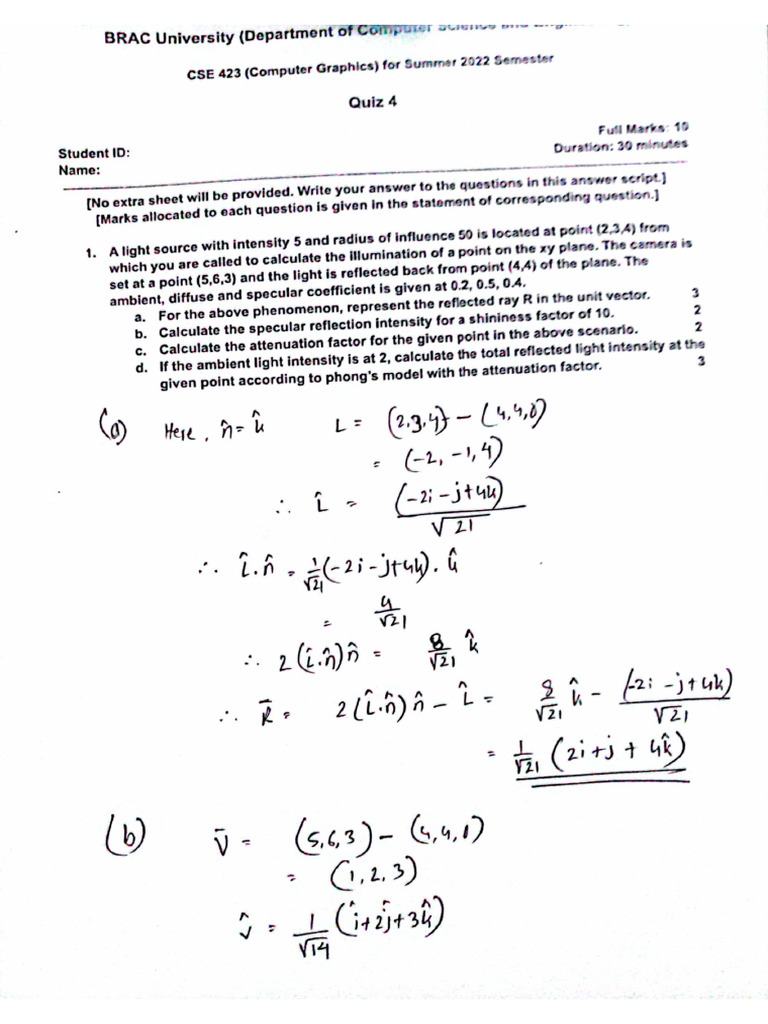 Lighting Model Math Problem and Solution | PDF