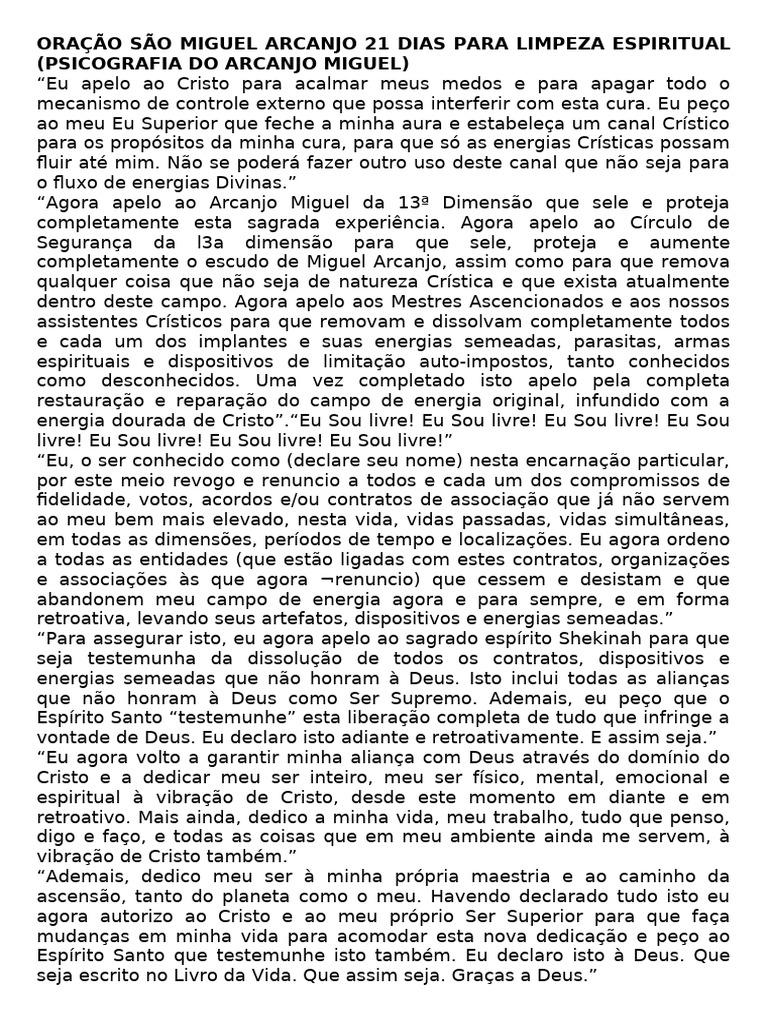 Oração de São Miguel: 21 Dias de Cura | PDF | Crença e doutrina religiosa