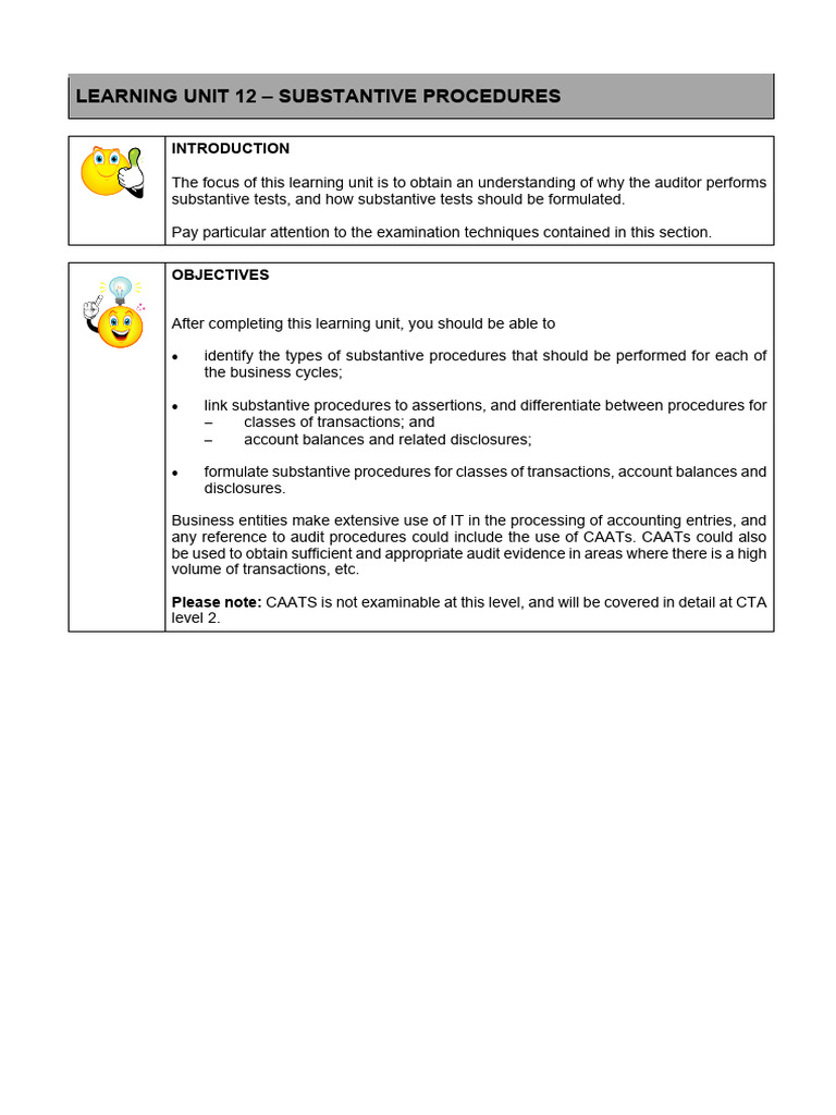 Substantive Procedures in Auditing | PDF | Audit | Inventory