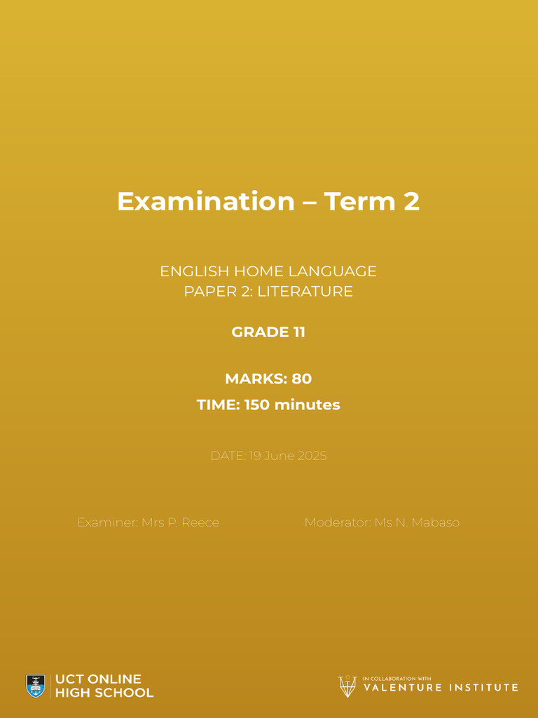 Grade 11 English Literature Exam Paper | PDF