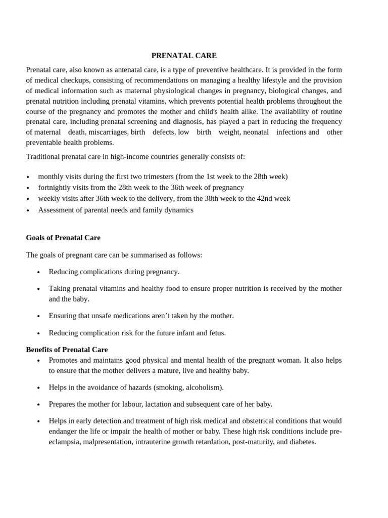 Essential Guide to Prenatal Care | PDF | Pregnancy | Prenatal Development