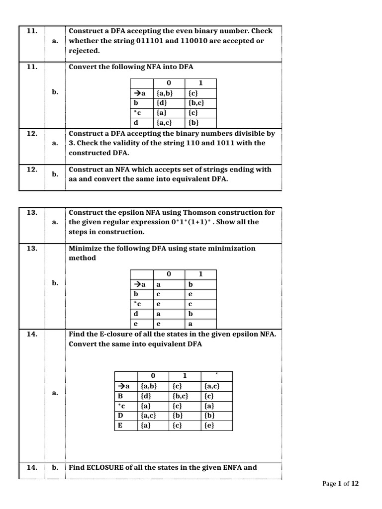 DFA and NFA Construction Exercises | PDF | Regular Expression | String ...