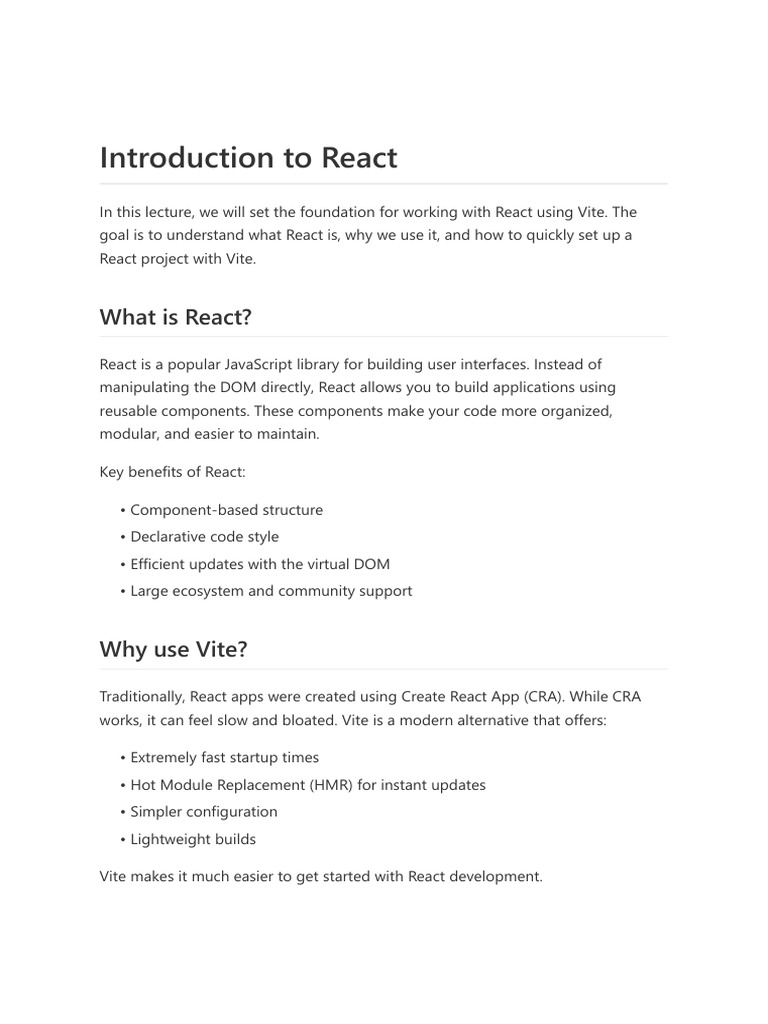 Getting Started with React and Vite | PDF