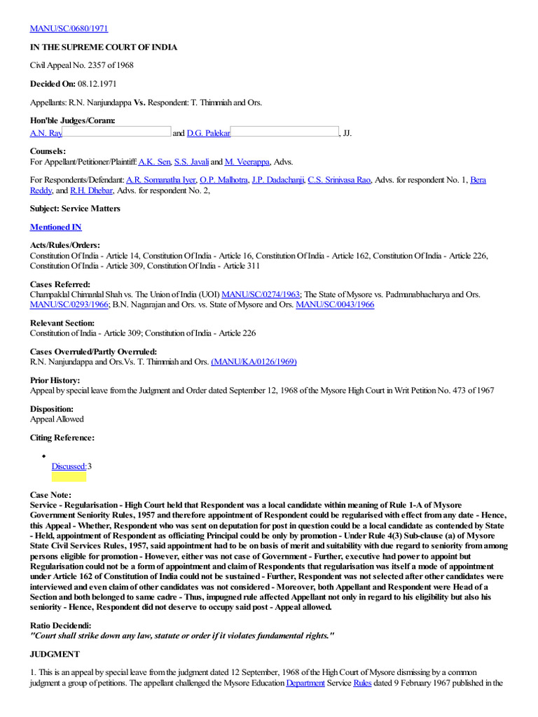 Supreme Court Ruling on Service Regularisation | PDF | Civil Service ...